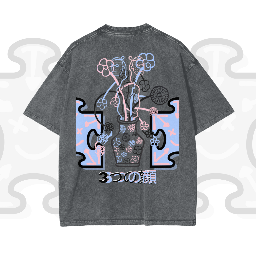 THREE FACES OVERSIZED TEE