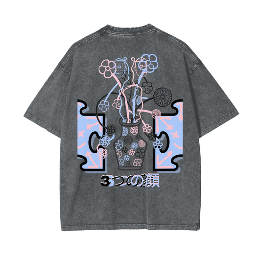 THREE FACES OVERSIZED TEE